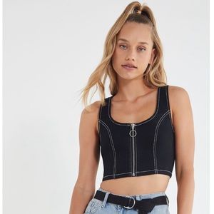 Urban Outfitters Black Denim Zip Front Crop Top